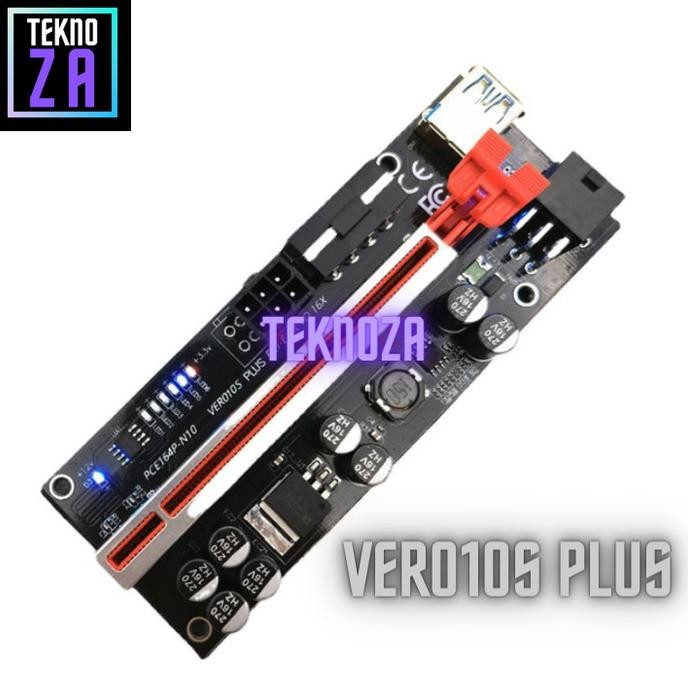 Jual PCIE RISER 8 CAPASITOR VER010S PLUS MINING VGA GPU USB RTX RX ...