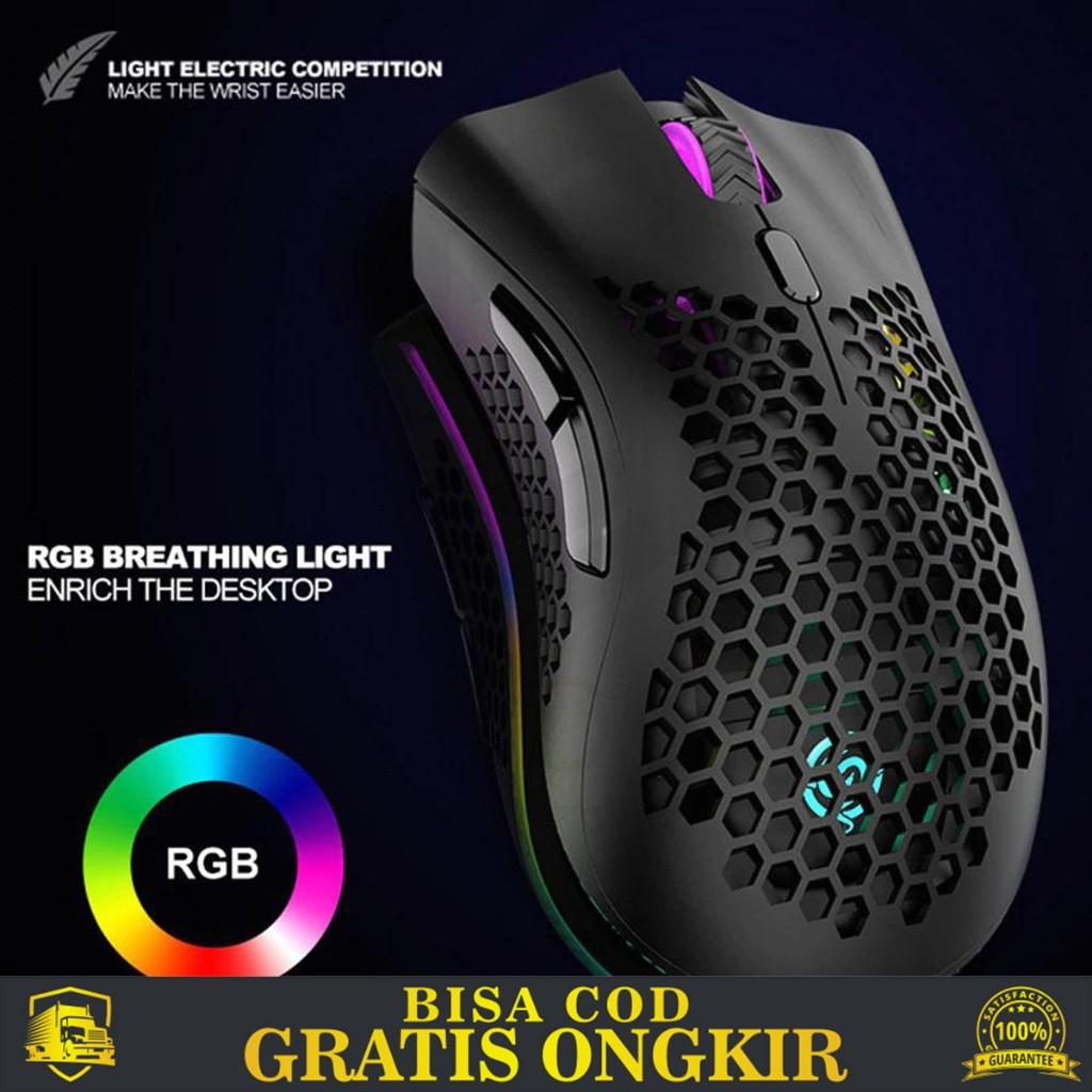 Jual WIRELESS HONEYCOMB RGB MOUSE BLACK GAMING RECHARGEABLE DPI ...