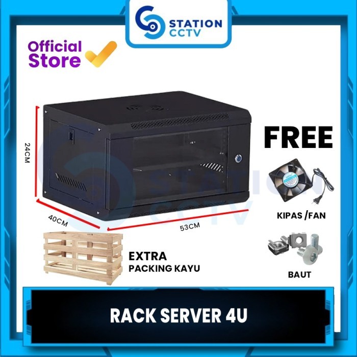 Jual WALLMOUNT RACK 4U SINGLE DOOR / RACK SERVER 4U WITH PACKING KAYU ...