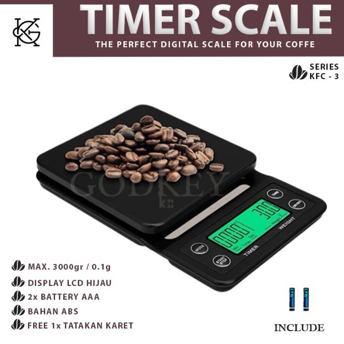 Jual Kfc-3 Timbangan Kopi Digital 3Kg / 0.1Gr Timer Scale Coffee Mini 3 ...