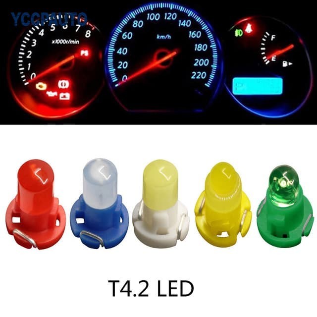 Qasim 10x T4.2 LED COB Lampadine 1SMD Bianco Per Auto Luce Cruscotto Strumento Tachimetro Pannello DC 12V - Foto 7