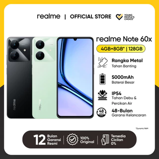realme Note 60x 4GB+8GB*|128GB Rangka Metal Tahan Banting | Baterai Besar 5000mAh | Tahan Debu dan Percikan Air | Garansi Kelancaran hingga 48-Bulan