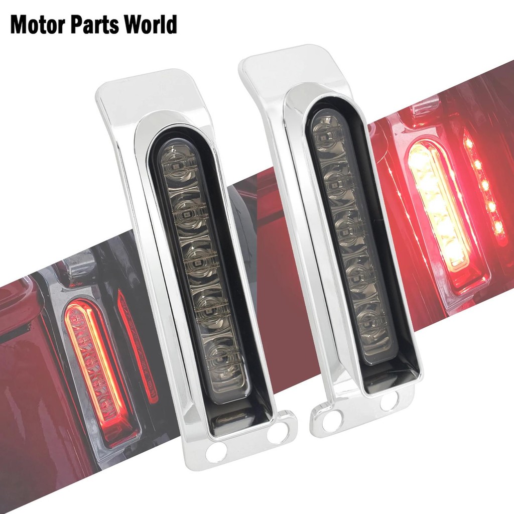 Chrome LED Saddlebag Run/Brake/Turn Lights For Harley Electra Glide 2014-2021 – Smoked Lens