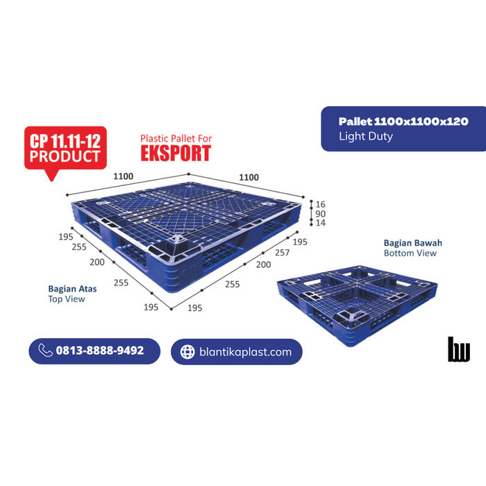 Jual PROMO! Pallet Plastik Baru 110x110x12 Warna Biru | Shopee Indonesia