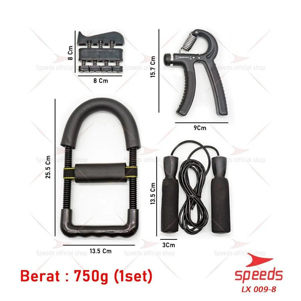 SPEEDS Alat Fitness Handgrip Set 4in1 Exercise Power Wrist Skipping Olahraga Alat Fitness Gym Satu Set 009-8 - foto 1