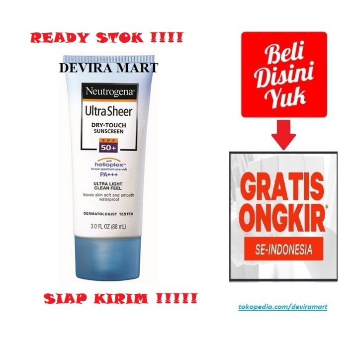 Jual PROMO! Neutrogena Spf 50 Ultra Sheer Dry Touch Sunscreen Sunblock