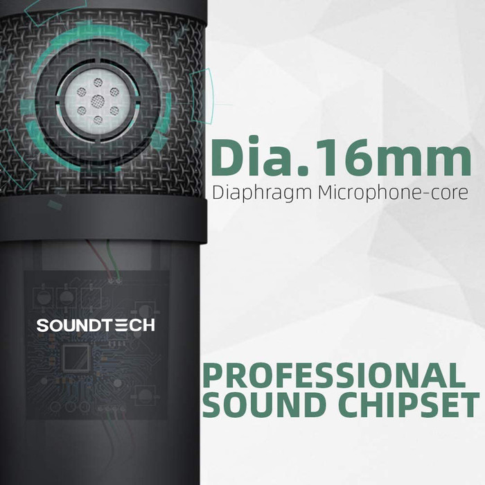 Jual SOUNDTECH USB MICROPHONE CONDENSER STAND TABLE RECORDING STREAMING ...