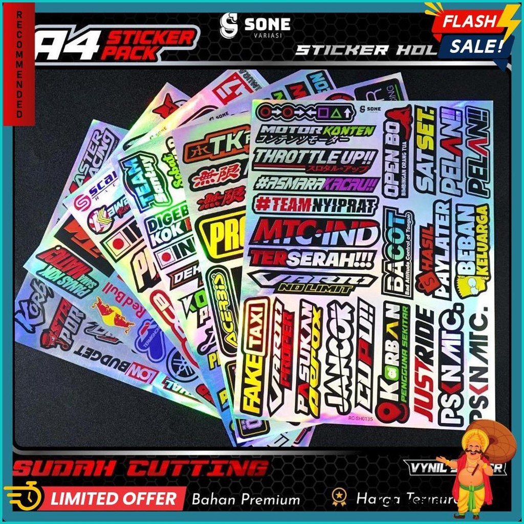 Jual Stiker Motor Racing Pack Hologram Bahan Vinyl Tahan Air ...
