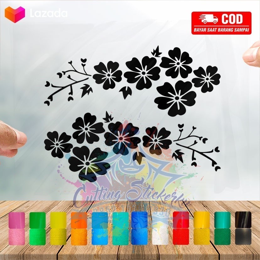 Jual Cutting Stiker Flower Cute Variasi Motor Mobil Sticker Timbul ...