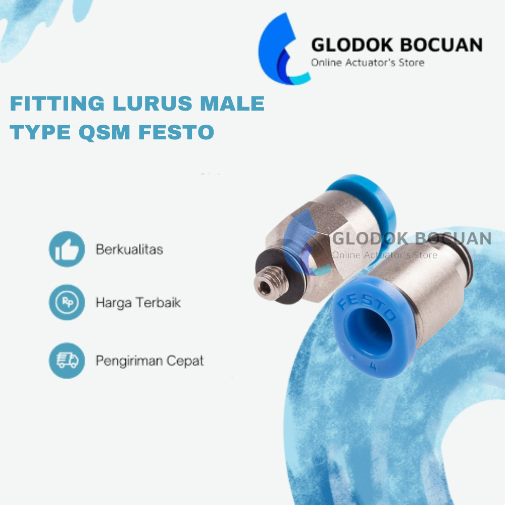 Jual QSM-6-M5 FESTO FITTING LURUS MALE SLIP LOCK FUSH IN CONNECTOR QSM ...