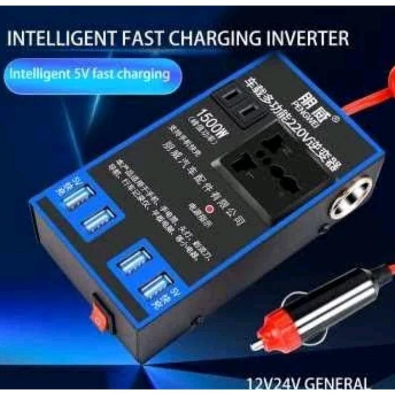Jual Car Power Inverter Mobil Dc 12V/24V To Ac 220V 1500W Fast Charging ...