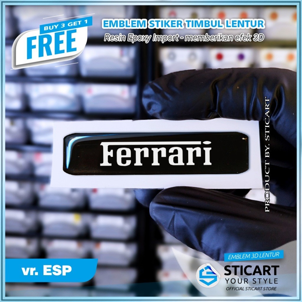 Jual EMBLEM FERRARI HITAM TIMBUL STIKER MOTOR ESP Box Filter 3D EMBLEM ...