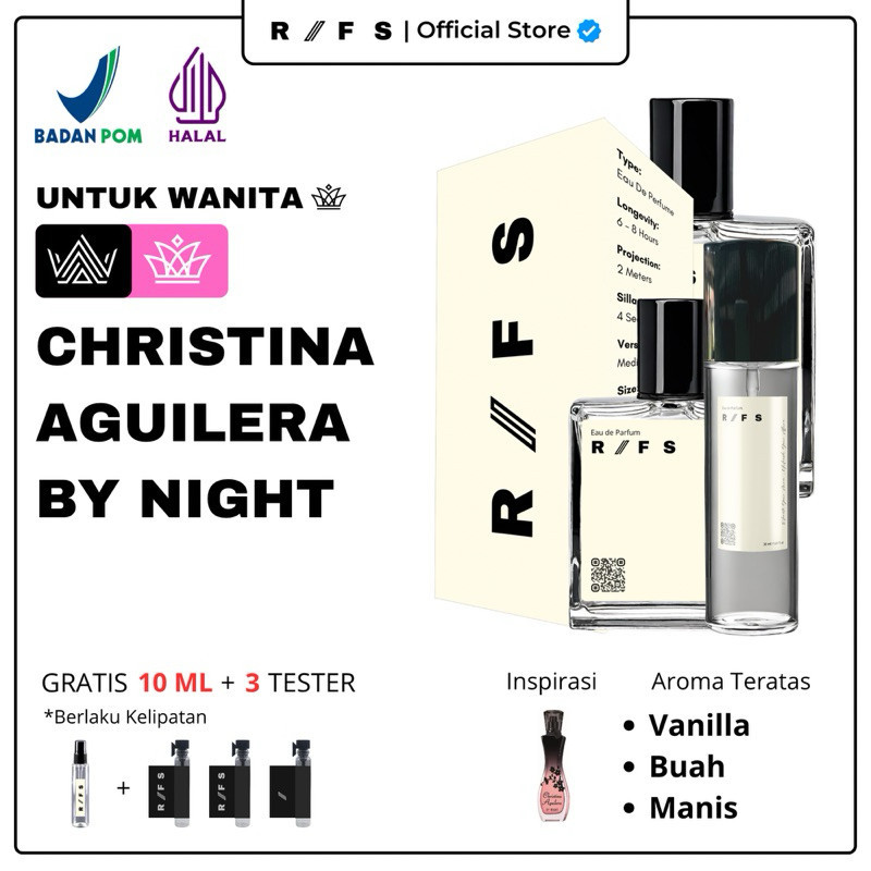 RIFS PARFUM Aguilera by Night EDP Extrait de Parfume Wanita Tahan Lama  Minyak Wangi Cewek