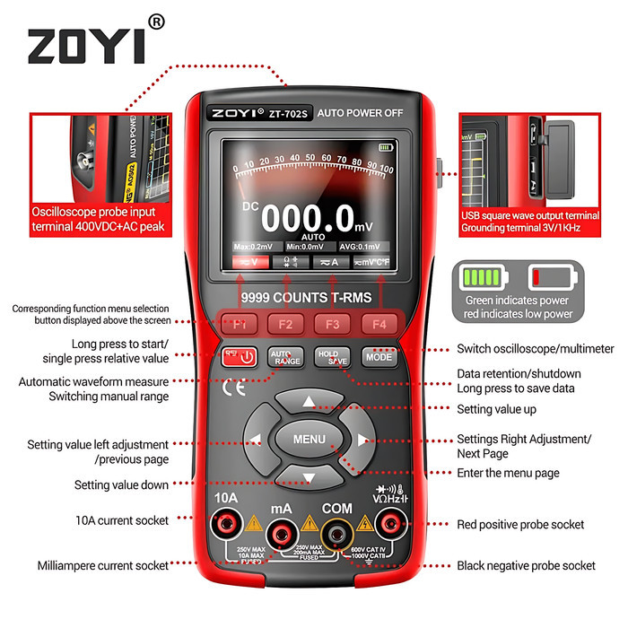 Jual Ready Zoyi Zt S Digital Oscilloscope Multimeter M S Mhz Pc