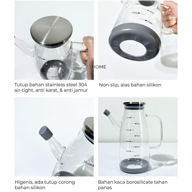 E COSMOS Olie dispenser 1 Liter Kookolie dispenser Fles Oliecontainer Keukenaccessoires Keukengerei (VERPAKKING VAN 1 1000ML