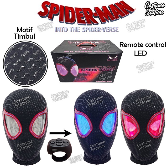 Jual Topeng Spiderman Into Spider Verse New LED Remote Control / Helm ...