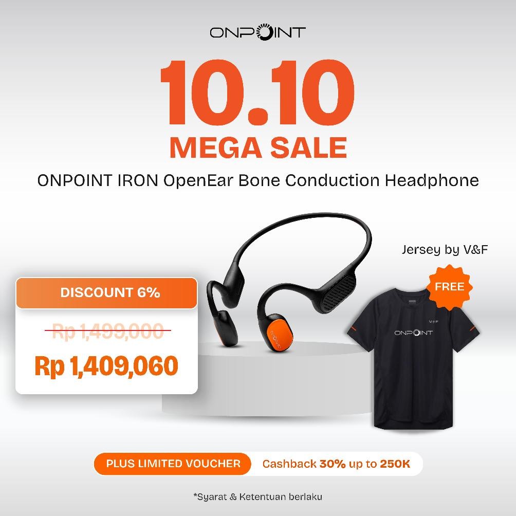 Jual ONPOINT IRON OpenEar Bone Conduction Headphone - Open Ear BLACK ...