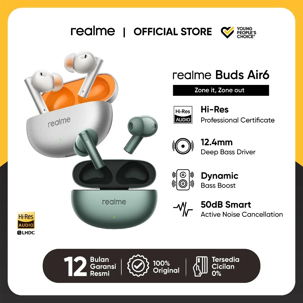 realme Buds Air6 (LHDC 5.0 | 12.4mm Deep Bass Driver | 50dB Smart Active Noise Cancellation | Up to 40 Hours of Playback)