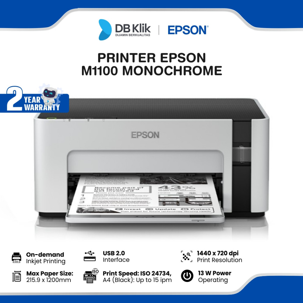 Jual Epson Printer M1100 Monochrome - M1100 Ink Tank Printer | Shopee ...