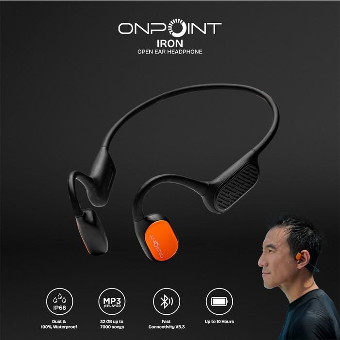 Jual ONPOINT IRON OpenEar Bone Conduction Headphone - Open Ear BLACK ...