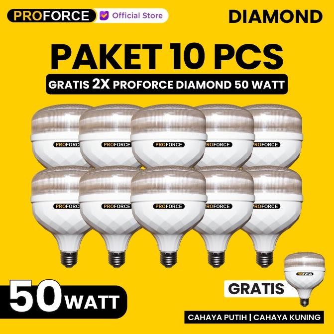 Jual Lampu Bohlam Led Diamond Proforce 50 Watt 5000 Lumen Paket 10 Pcs ...