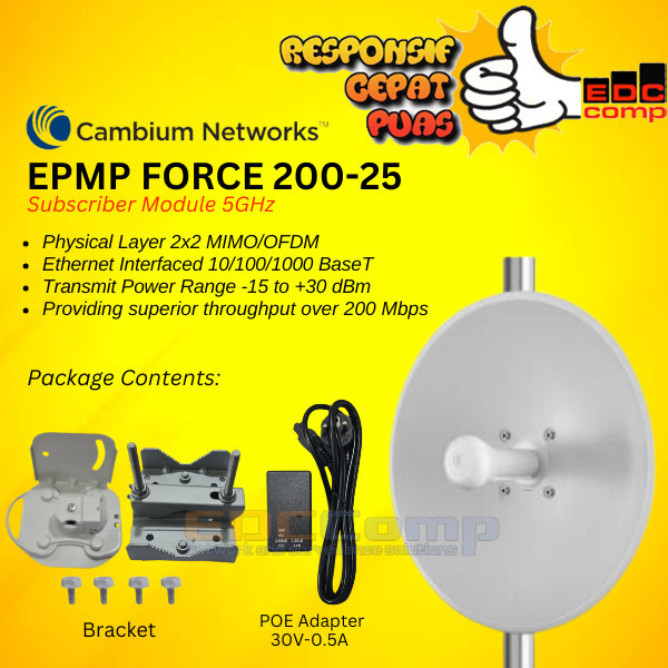 Jual PTP - 2Unit - Cambium EPMP 5 GHz Force 200 AR5-25 High Gain Radio ...