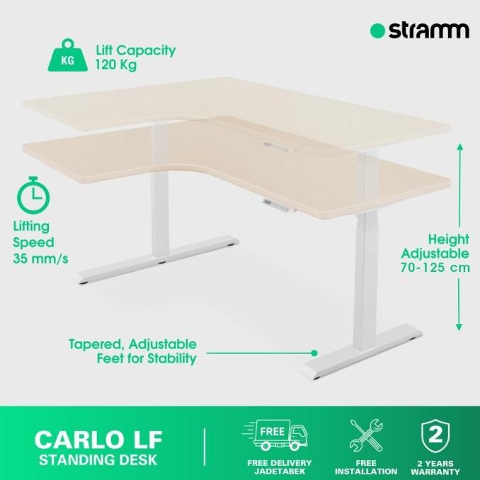 Jual Meja Kerja Adjustable Standing Desk Stramm Carlo L-SHAPE | Shopee ...