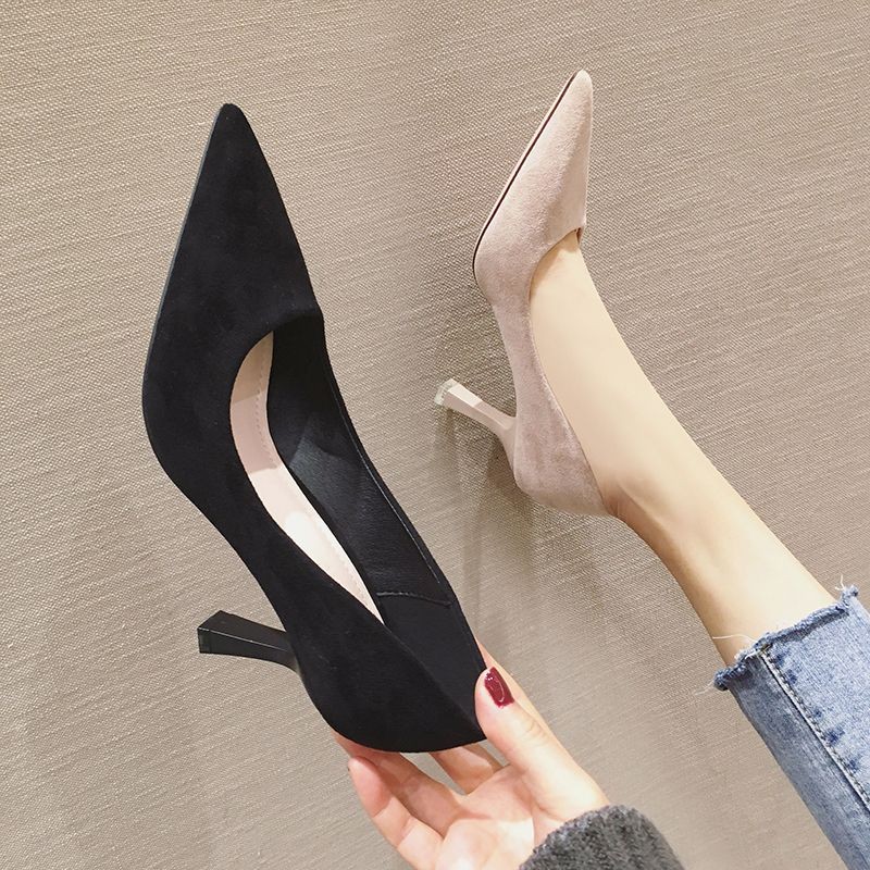 Jual Stiletto Heel Pumps Women's High Heels/Women's Matte Suede Simple ...
