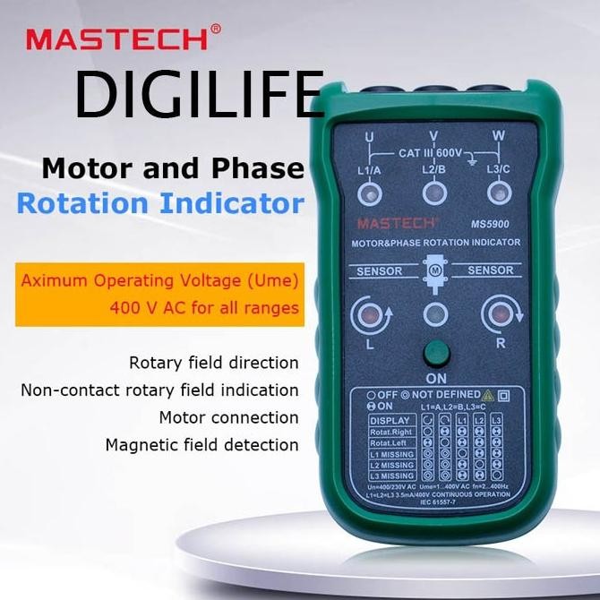 Jual MS5900 Mastech Three Phase Motor Rotation Indicator Listrik 3 ...
