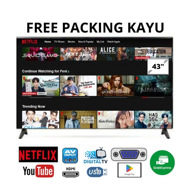 Jual TERBARU WEYON TV LED 43 SMART TV ANDROID NETFL1X