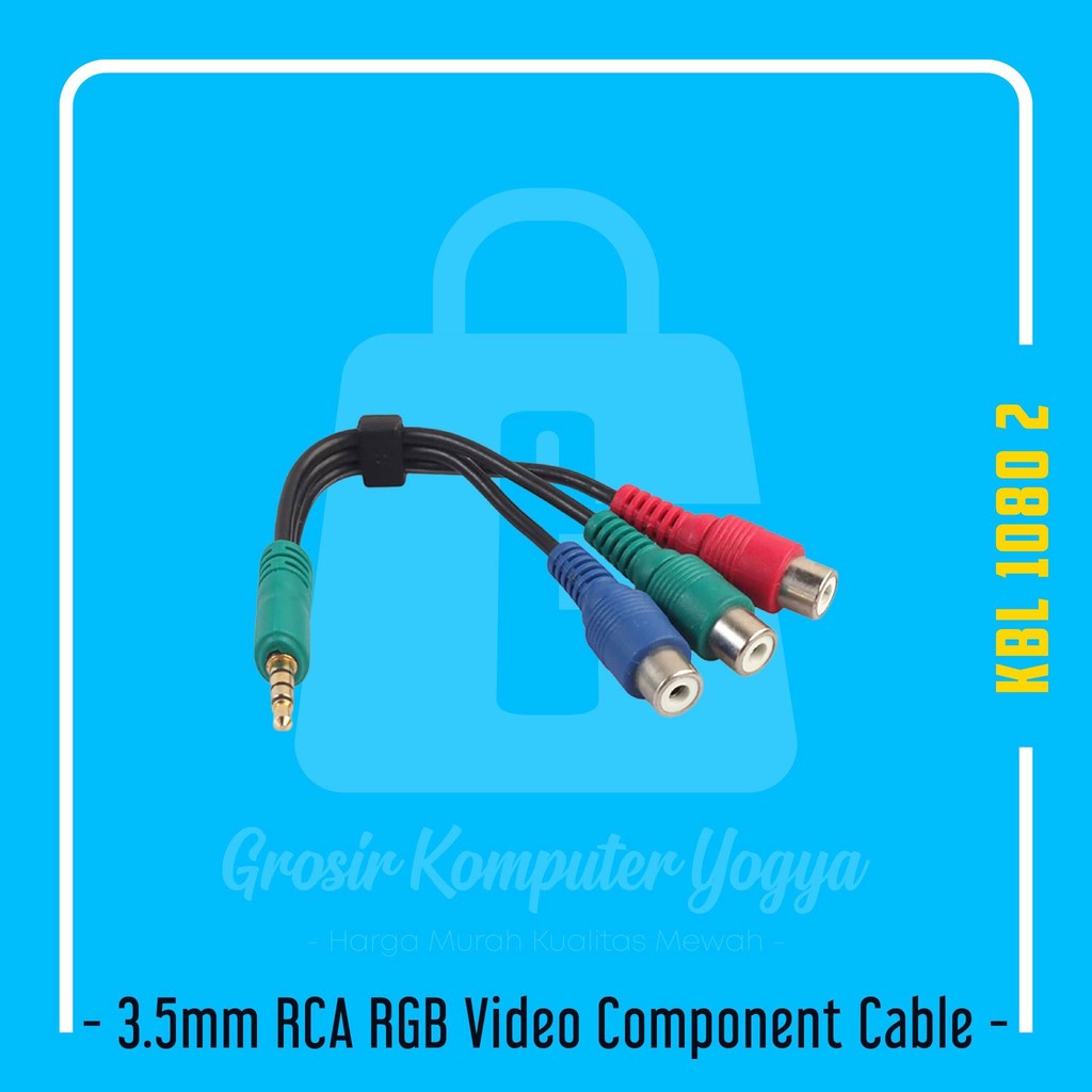 Jual AUX Jack 3.5mm Male to RCA RGB Video Component Red Green Blue ...