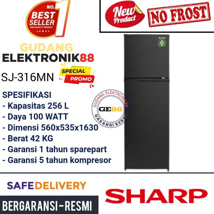 Jual Kulkas Sharp 2 Pintu SJ316MN Lemari Es Sharp 2Pintu 237Liter Low ...