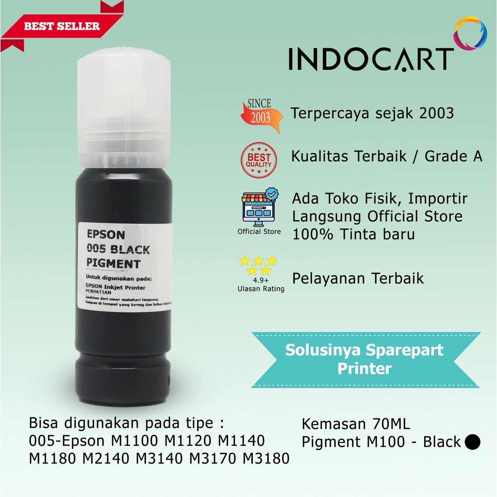 Jual IndoCart Tinta Premium Refill Printer Epson 005 Pigment Ink-Black ...