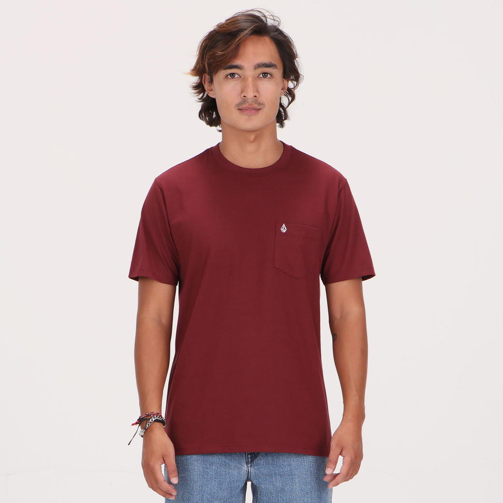 Jual VOLCOM - MSL SOLID POCKET SHORT SLEEVE TEE MERLOT | Shopee Indonesia