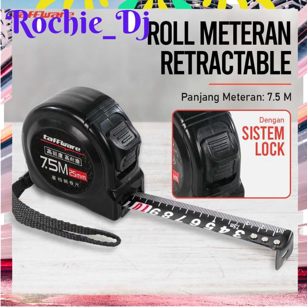Jual TAFFWARE ROLL METERAN RETRACTABLE RULER PRECISION STEEL PANJANG 7. ...