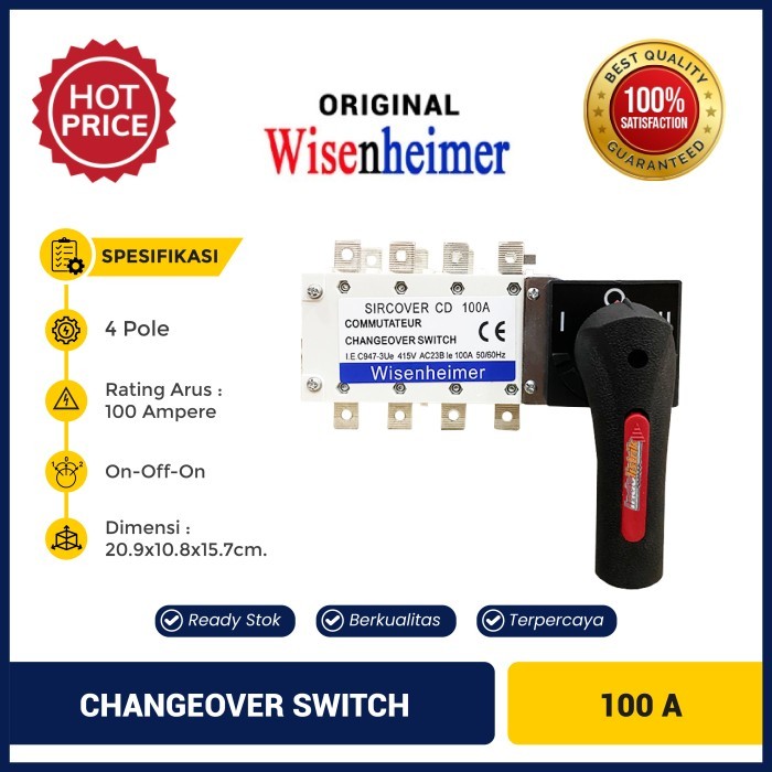 Jual TERBARU Change Over Switch 4P 100A COS Ohm Saklar Manual 100 Amper ...