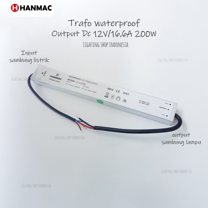 Jual Adaptor led 12v 200w waterproof power supply Trafo kolam anti air ...