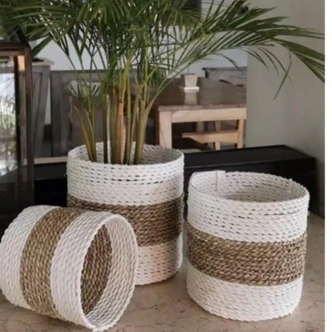 Jual Cover Pot Tanaman / Keranjang Anyaman Seagrass / Basket Anyam5 ...