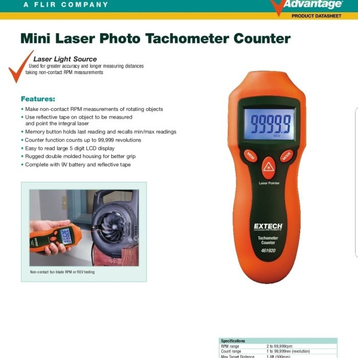 Jual newgan!! RPM Mini Laser Photo Tachometer Counter 461920 EXTECH ...