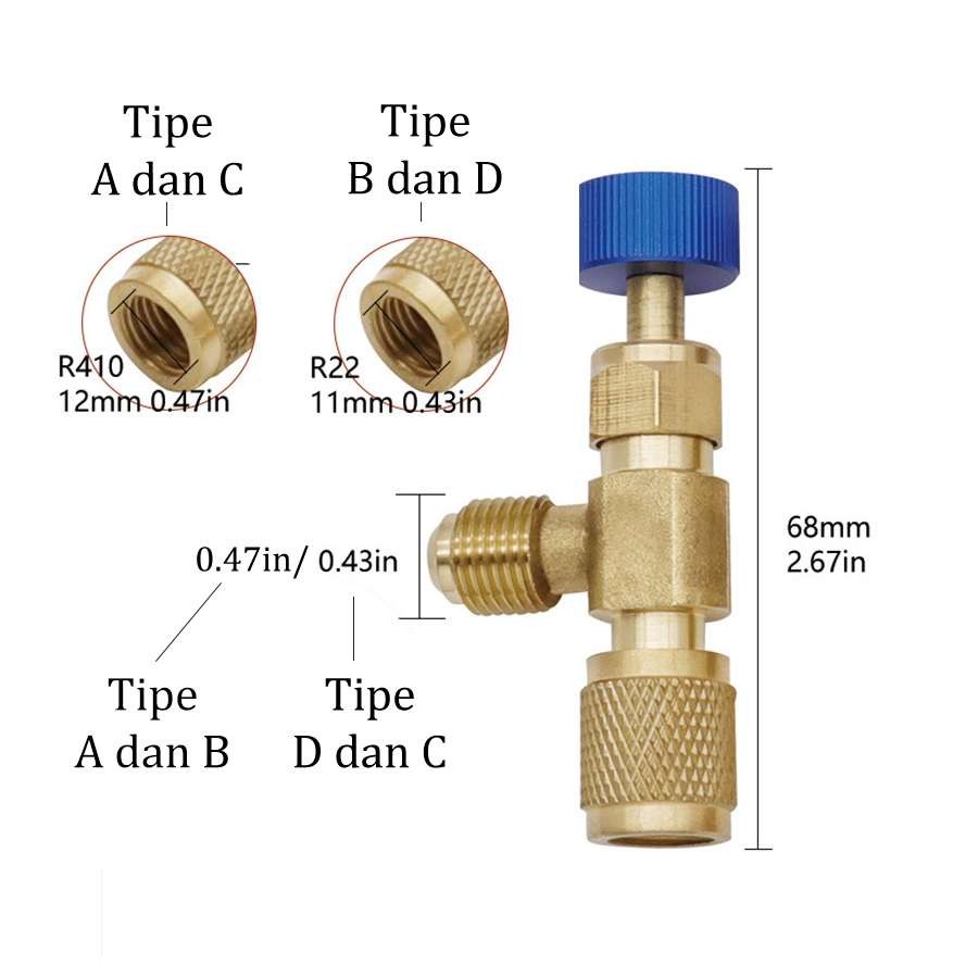 Jual MP Valve Charging Adapter R410 R22 AI49 / Adaptor Premium Kran ...
