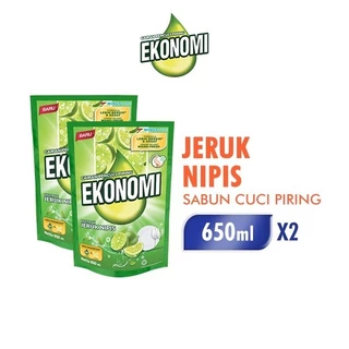 Ekonomi Power Liquid Sabun Cuci Piring Jeruk Nipis Pouch 650 ml x2
