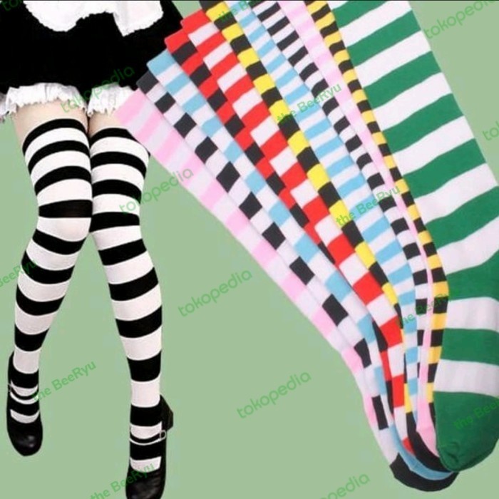 Jual Kaos Kaki Panjang Striped Sock Kaos Kaki Korea Kaos Kaki Natal Shopee Indonesia