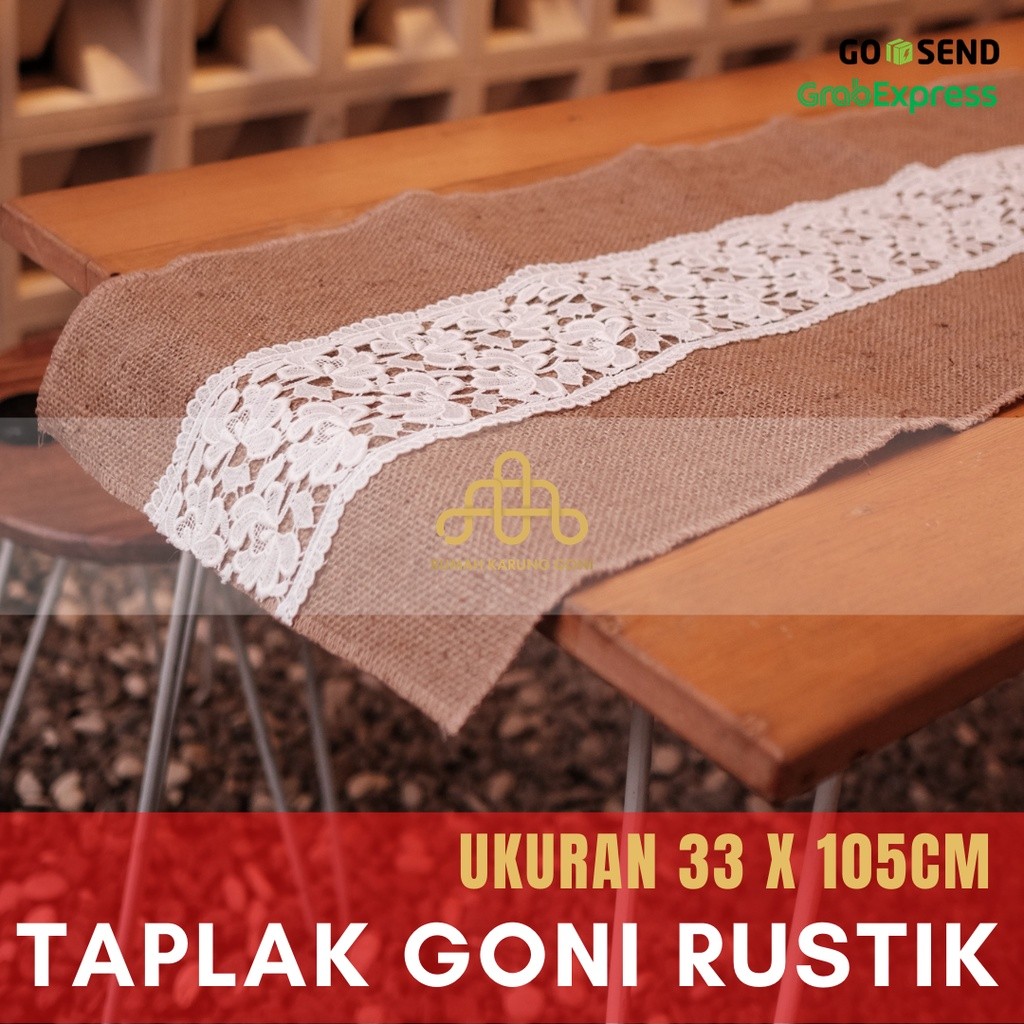 Jual Dekorasi Rumah Rustik - Taplak Goni Renda – Taplak Rustik | Shopee ...
