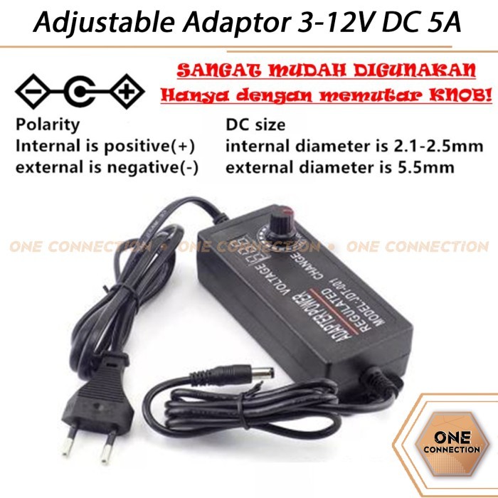 Jual Adjustable Adaptor 3-12V DC 5A Power Supply Dengan Display ...