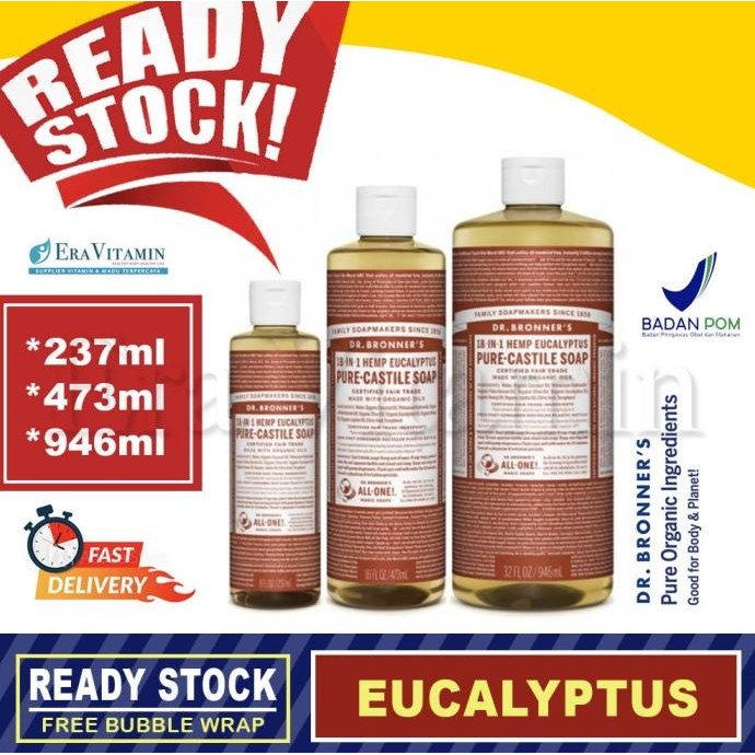 Jual Eucalyptus Pure Castile Liquid Soap Dr. Bronner's 237 / 473 / 946 ...