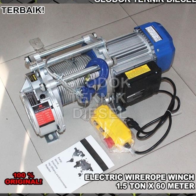 Jual Electric Wire Rope Winch Hoist 1.5 Ton X 120 Meter 1 Phase ...