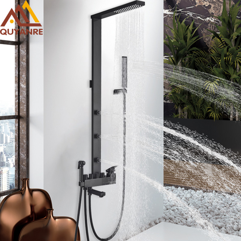 Jual Matte Black Shower Faut Kit Bathroom Shower Column | Shopee Indonesia