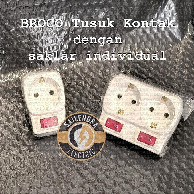Jual BROCO STOP KONTAK STEKER 1 2 LUBANG SAKLAR ON OFF 13813 13823 ...