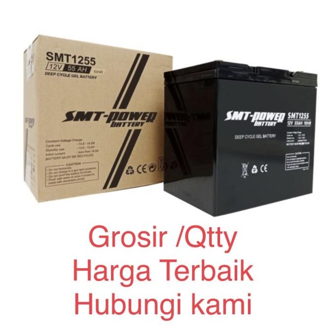 Jual BATTERY SMT POWER SMT1255 12V 55Ah DEEP CYCLE GEL BATTERY | Shopee ...