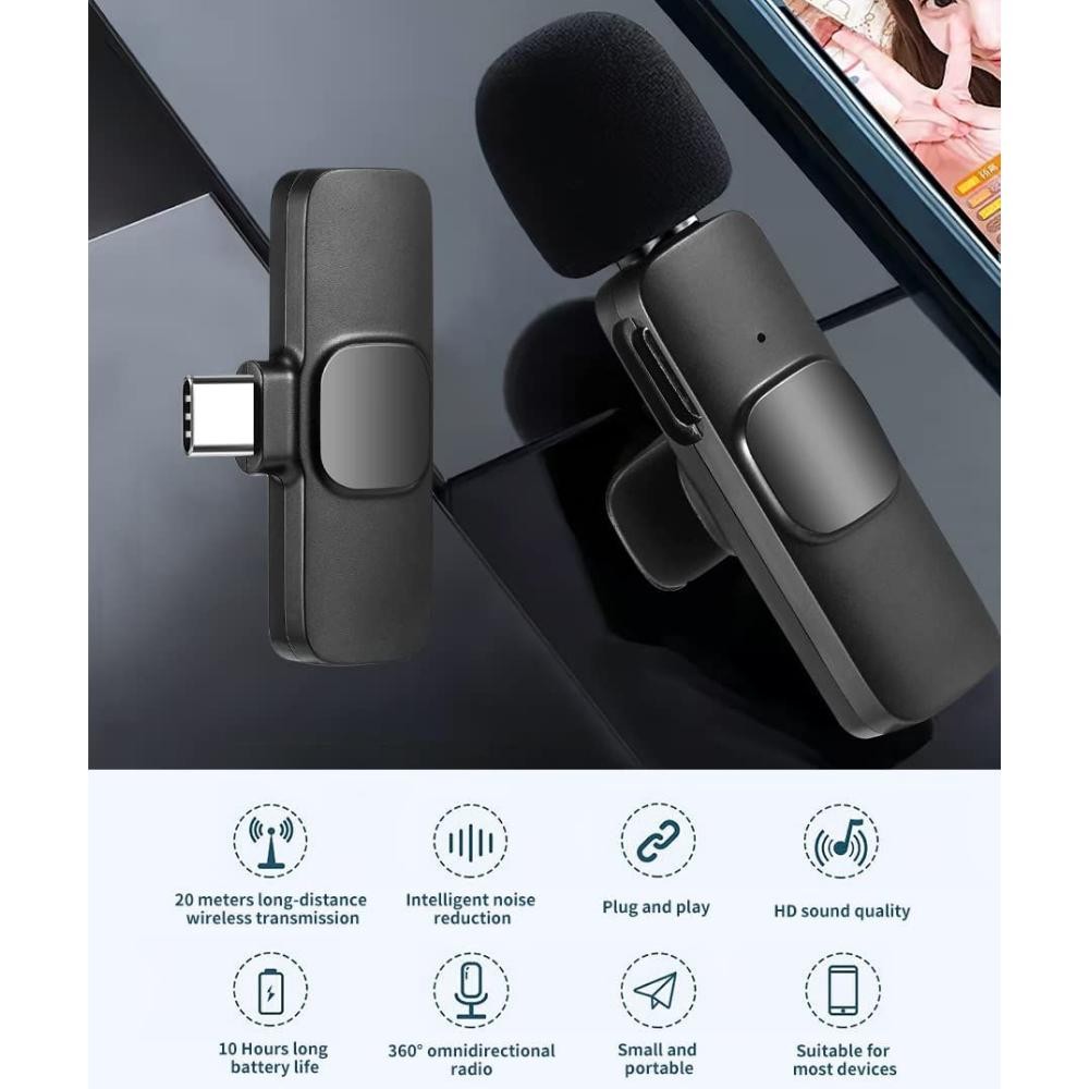 Jual COD K8 Microphone Mic Clip On Youtuber Wireless Usb/Mic Youtuber ...